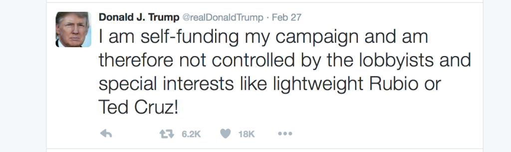 Donald Trump and his self-funding campaign